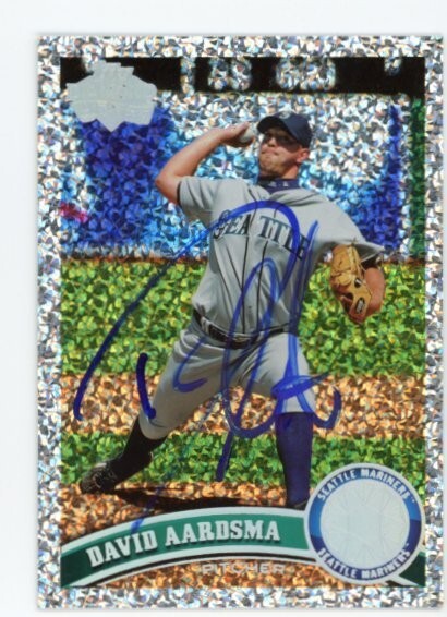 SIGNED BASEBALL CARD AUTO TOPPS 2011 DAVID AARDSMA #149 SEATTLE MARINERS SPARKLE