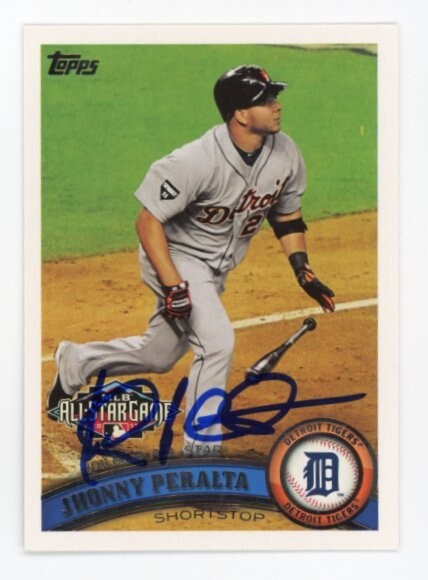 SIGNED BASEBALL CARD AUTO TOPPS 2011 JHONNY PERALTA DETROIT TIGERS #US323