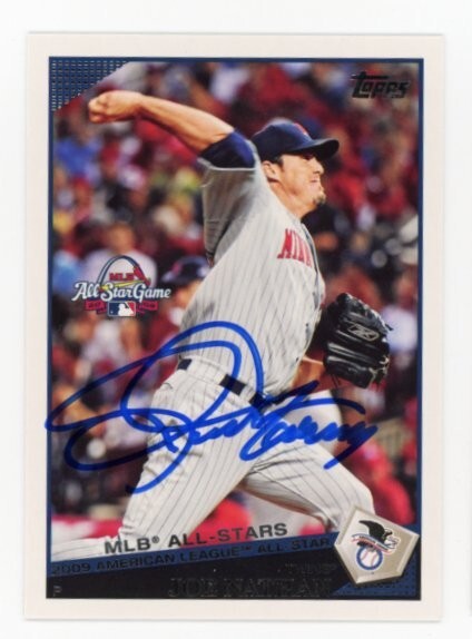 SIGNED BASEBALL CARD AUTO TOPPS 2009 JOE NATHAN MINNESOTA TWINS #UH235