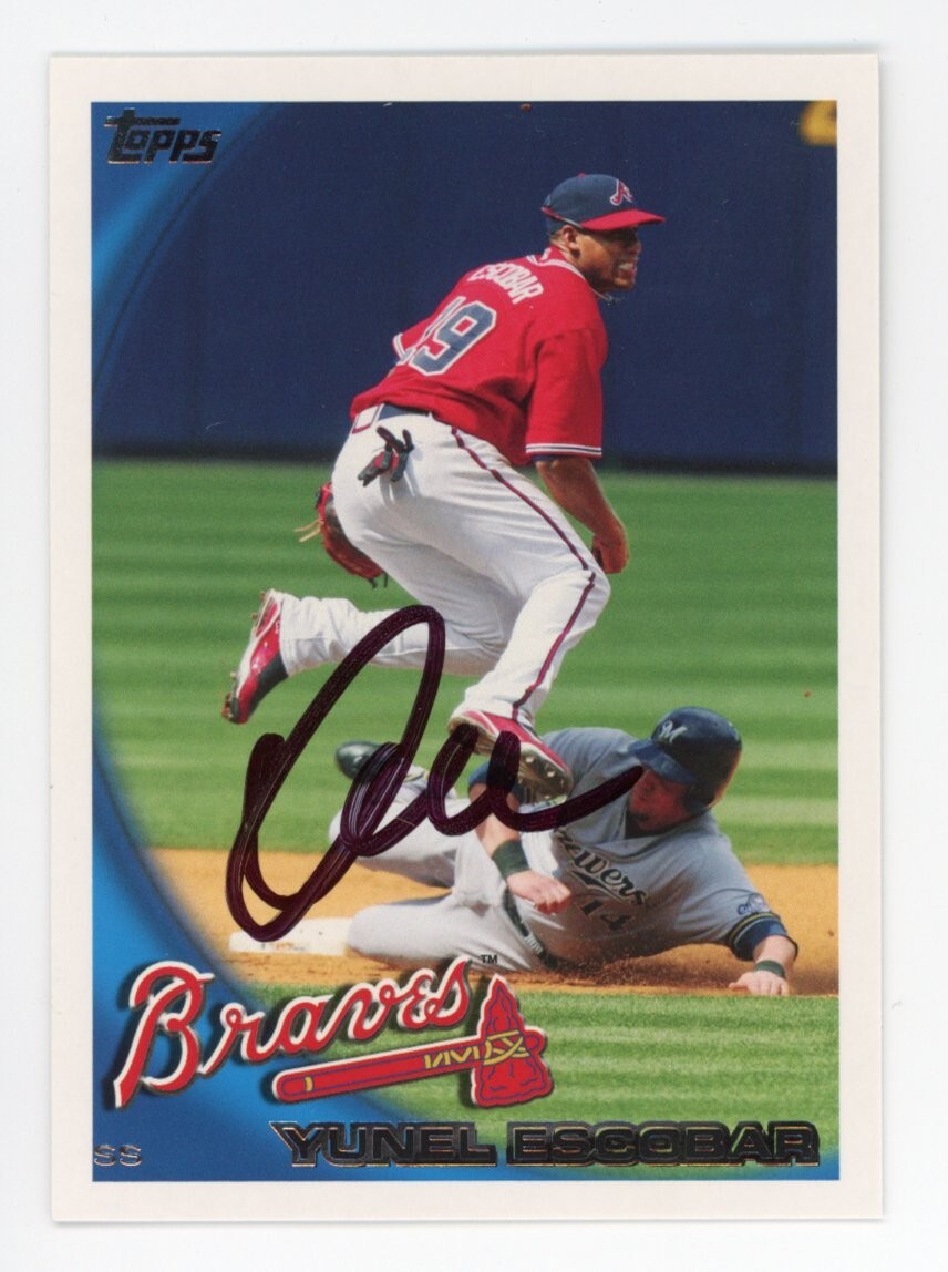 SIGNED BASEBALL CARD AUTO TOPPS 2010 YUNEL ESCOBAR ATLANTA BRAVES #146