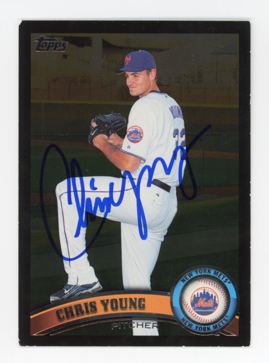 SIGNED BASEBALL CARD AUTO TOPPS 2011 VARIATION CHRIS YOUNG NEW YORK METS #580