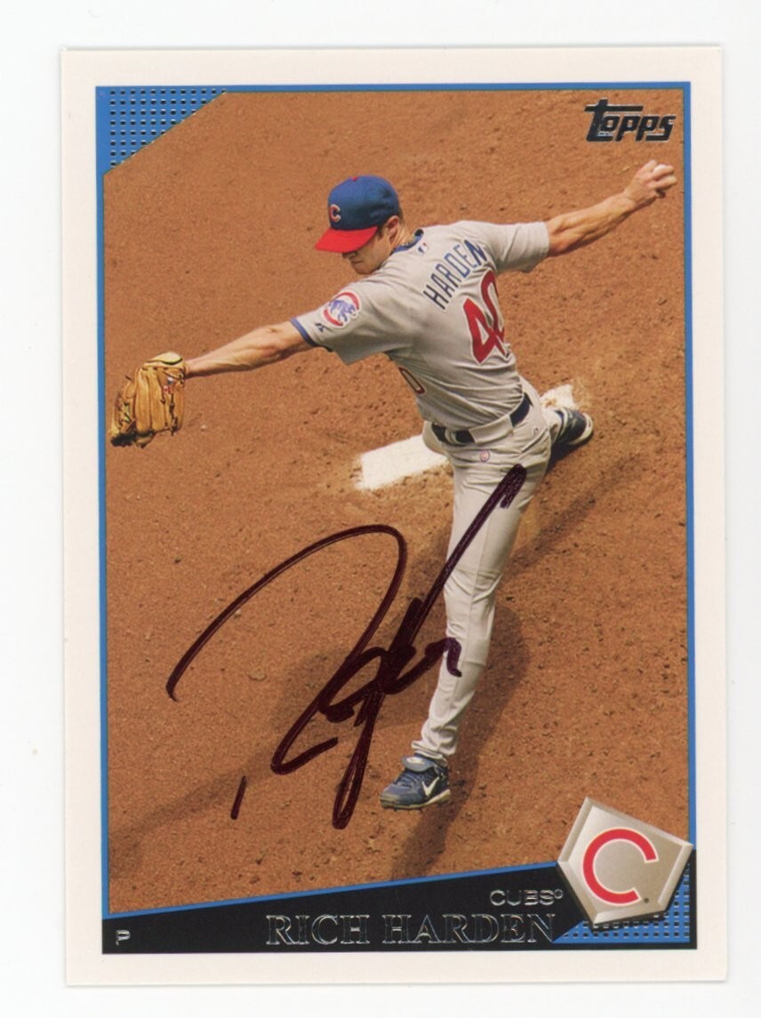 SIGNED BASEBALL CARD AUTO TOPPS 2009 RICH HARDEN CHICAGO CUBS #75