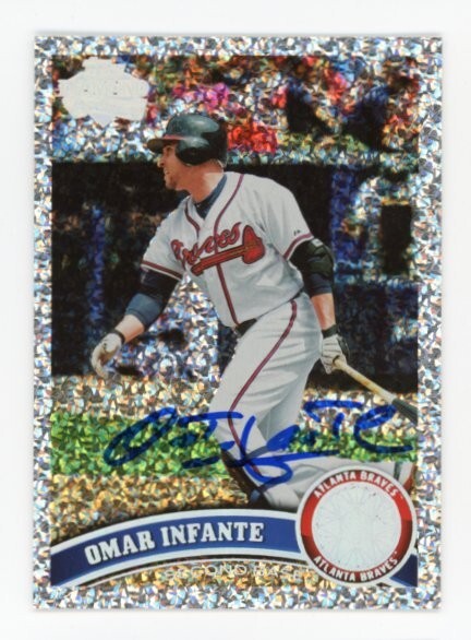 SIGNED BASEBALL CARD AUTO TOPPS 2011 DIAMOND OMAR INFANTE ATLANTA BRAVES #81