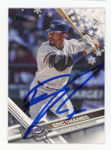 SIGNED BASEBALL CARD AUTO TOPPS 2017 ERIC THAMES HOLIDAY #HMW119 MIL BREWERS