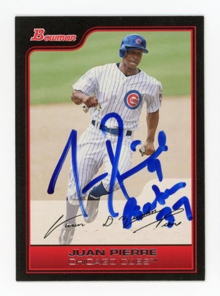 SIGNED BASEBALL CARD AUTO BOWMAN 2006 JUAN PIERRE CHICAGO CUBS #51
