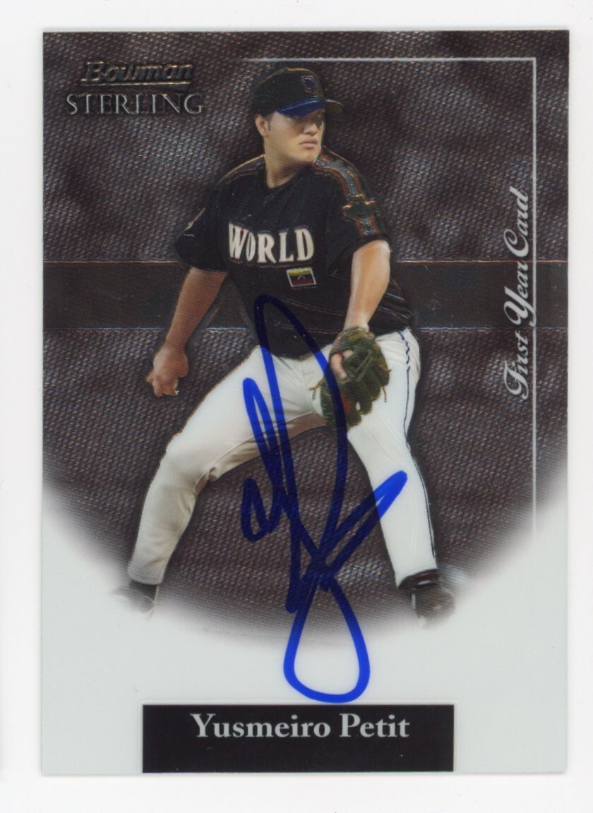 SIGNED BASEBALL CARD AUTO BOWMAN STERLING 2004 YUSMEIRO PETIT NEW YORK METS RC