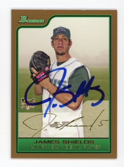 SIGNED BASEBALL CARD AUTO VARIATION BOWMAN 2006 JAMES SHIELDS TAMPA BAY RAYS #54