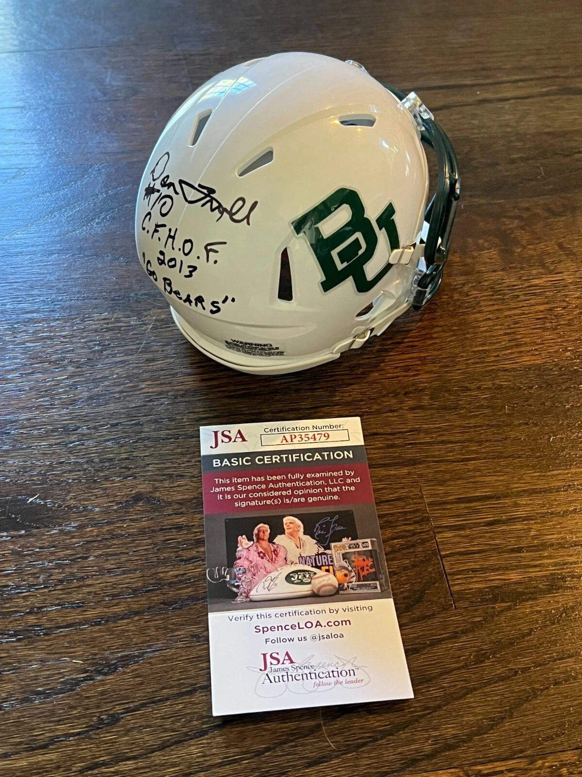 DON TRULL SIGNED FOOTBALL MINI HELMET AUTO CF HOF BAYLOR BEARS JSA COA