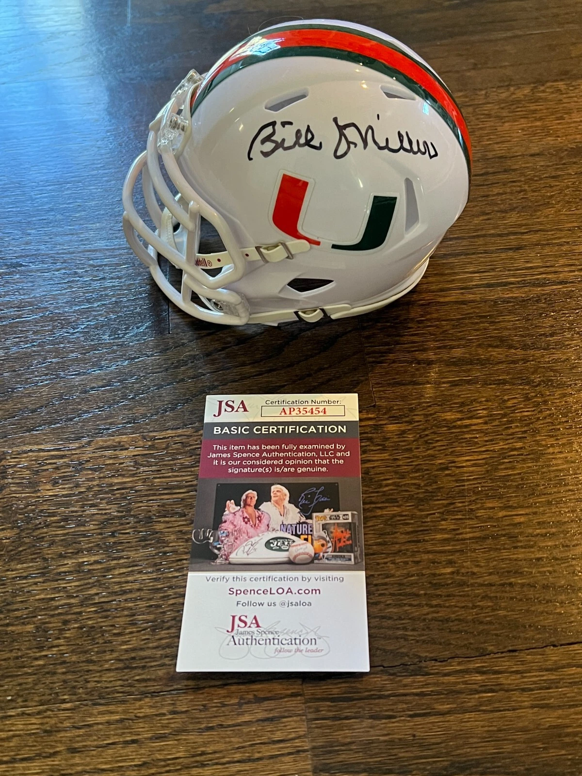 BILL MILLER SIGNED MINI HELMET AUTO MIAMI HURRICANES 1961 ALL-AMERICAN JSA COA