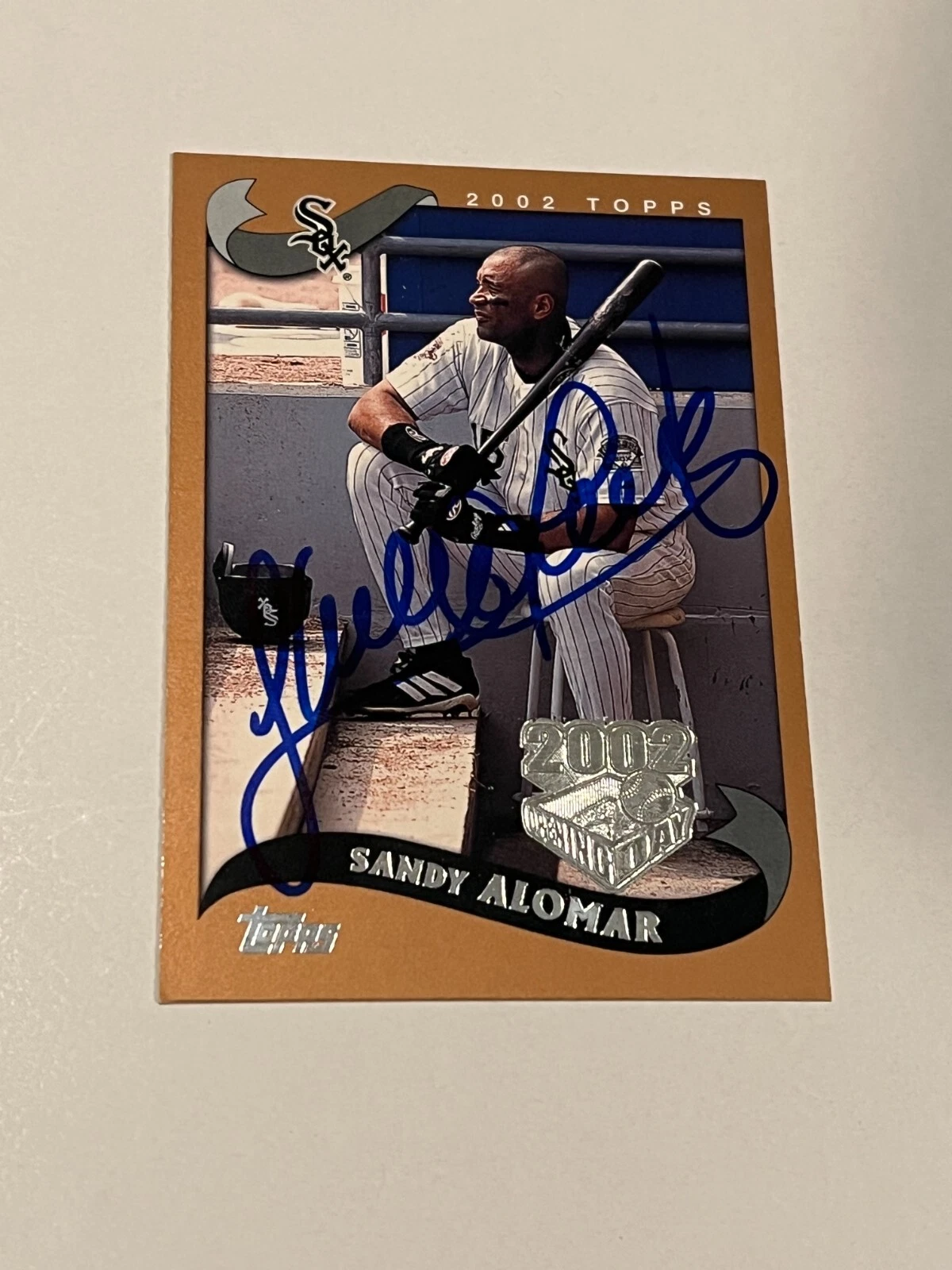 SIGNED BASEBALL CARD AUTO TOPPS OPENING DAY SANDY ALOMAR JR 2002 #99 WHITE SOX