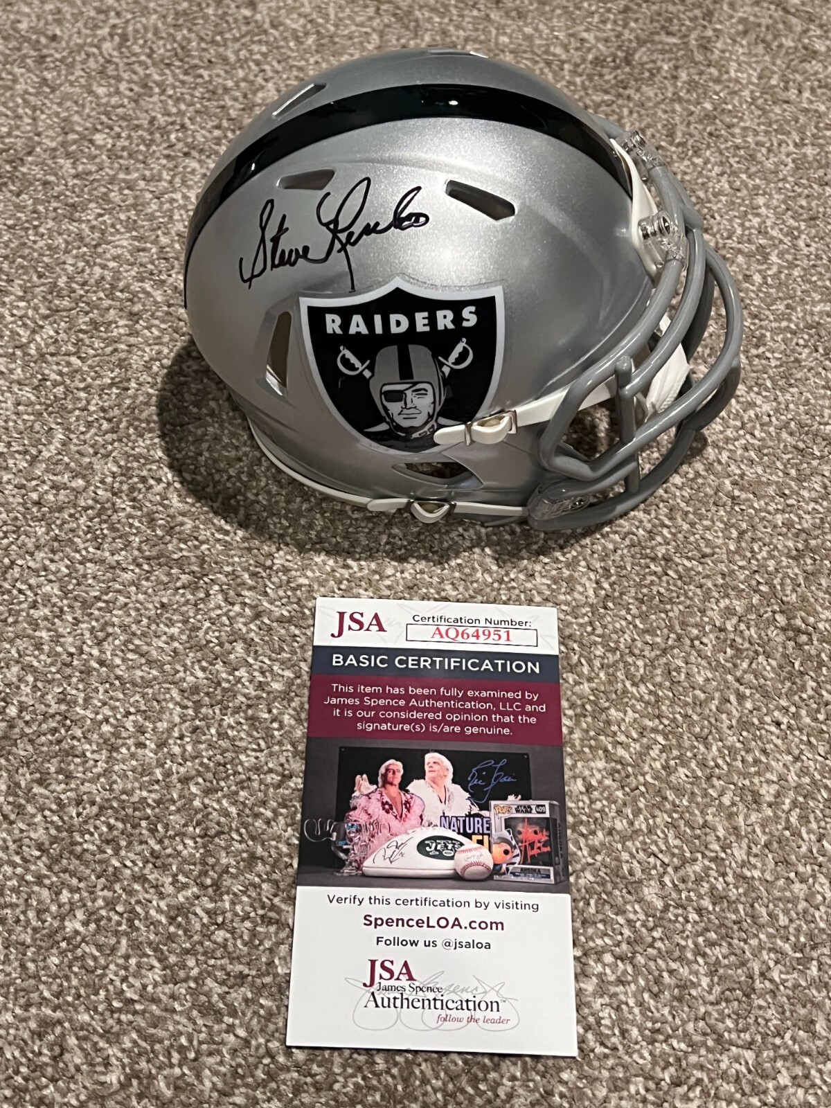 STEVE RENKO SIGNED MINI HELMET AUTO OAKLAND RAIDERS DP MLB PITCHER KU JSA COA