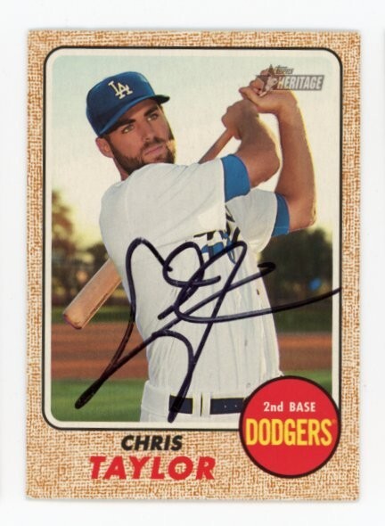 SIGNED BASEBALL CARD AUTO TOPPS 2017 HERITAGE CHRIS TAYLOR LA DODGERS #565
