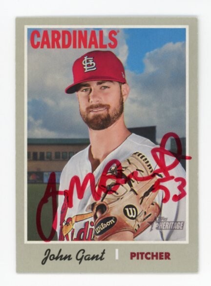 SIGNED BASEBALL CARD AUTO TOPPS 2019 HERITAGE JOHN GANT ST LOUIS CARDINALS #330