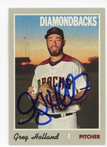 SIGNED BASEBALL CARD AUTO TOPPS 2019 HERITAGE GREG HOLLAND ARIZONA DBACKS #593