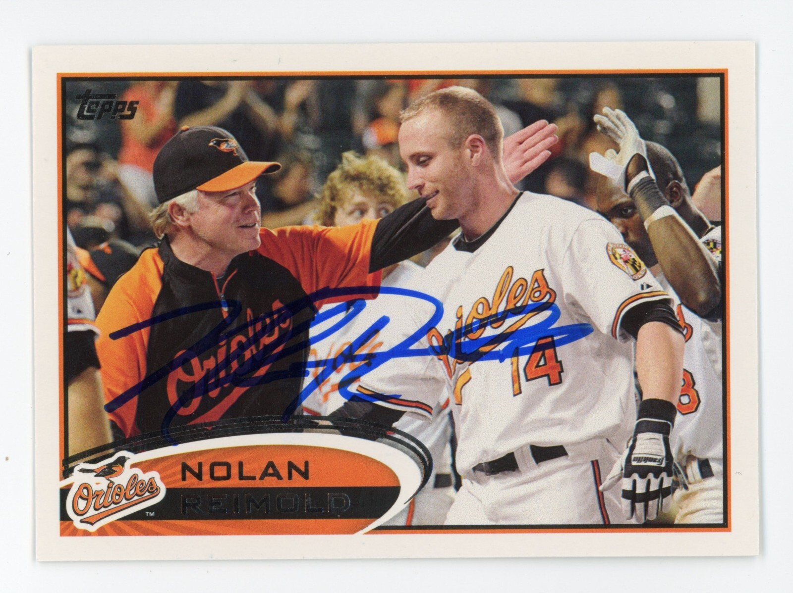 SIGNED BASEBALL CARD AUTO TOPPS 2012 NOLAN REIMOLD BALTIMORE ORIOLES #176