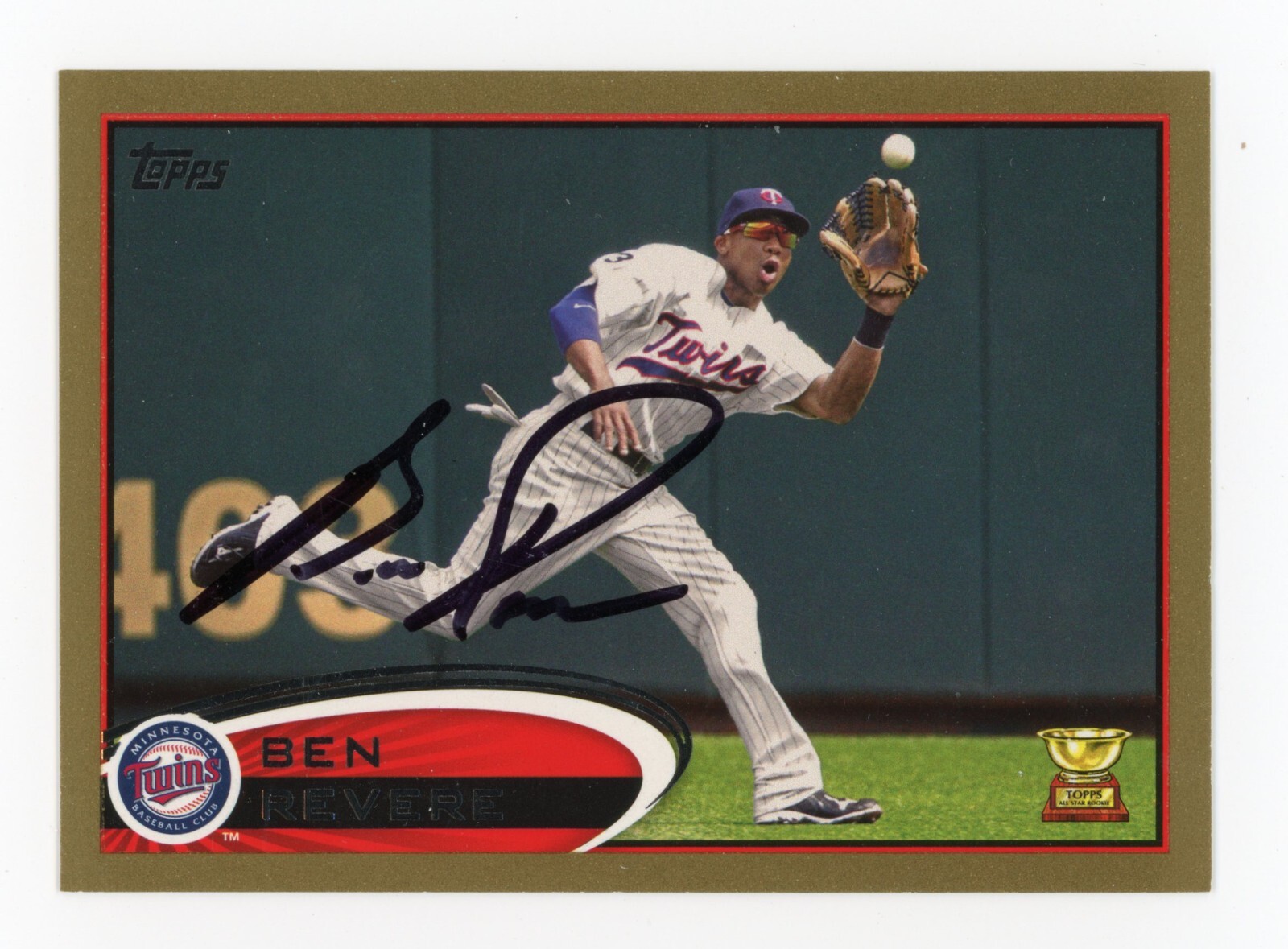 SIGNED BASEBALL CARD AUTO TOPPS 2012 BEN REVERE MINNESOTA TWINS GOLD #292