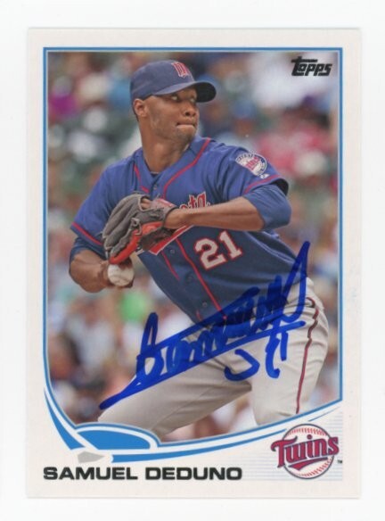 SIGNED BASEBALL CARD AUTO TOPPS 2013 MINNESOTA TWINS SAMUEL DEDUNO #US113 P