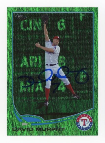 SIGNED BASEBALL CARD AUTO TOPPS 2013 TEXAS RANGERS DAVID MURPHY GREEN VAR. #558