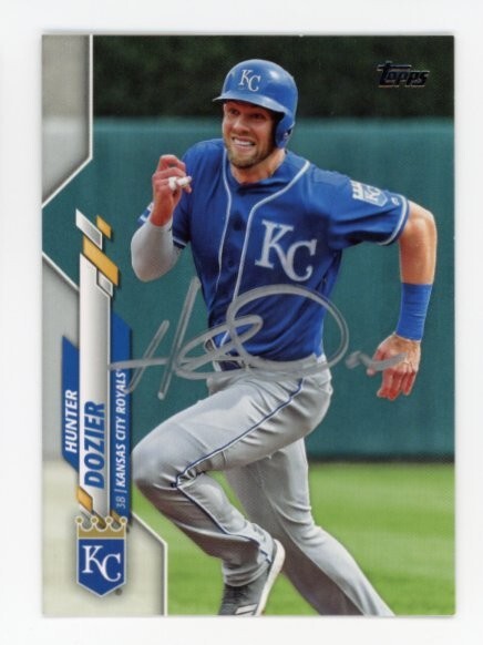 SIGNED BASEBALL CARD AUTO TOPPS 2020 KANSAS CITY ROYALS HUNTER DOZIER #54