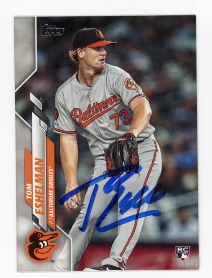 SIGNED BASEBALL CARD AUTO TOPPS 2020 BALTIMORE ORIOLES TOM ESHELMAN #442 RC