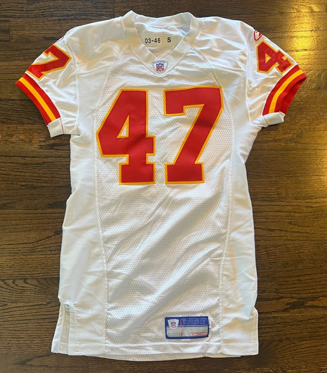 KANSAS CITY CHIEFS GAME USED ? ISSUED FOOTBALL JERSEY NO NAME PRO CUT WHITE #47