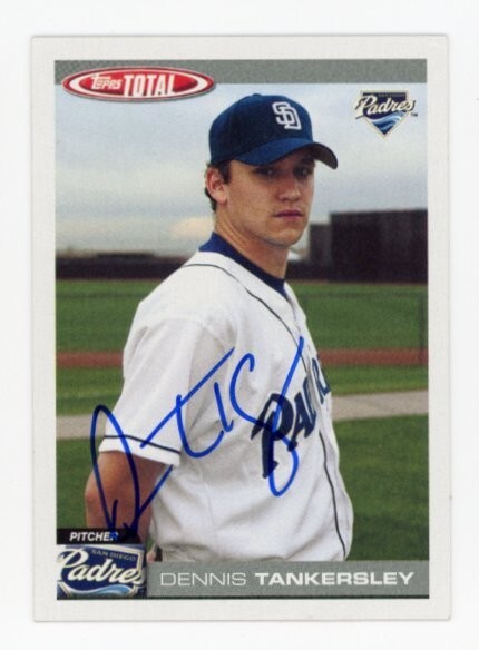 SIGNED BASEBALL CARD AUTO SAN DIEGO PADRES DENNIS TANKERSLEY 34 TOPPS TOTAL 2004