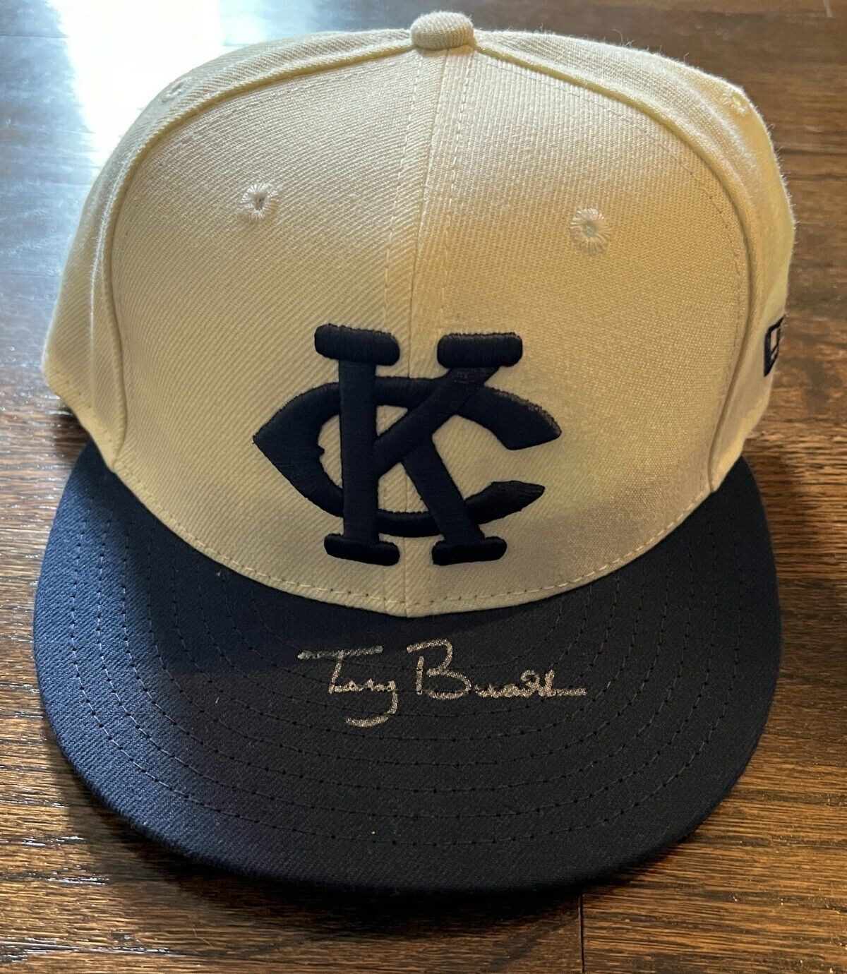 2018 GAME USED BASEBALL HAT KANSAS CITY ROYALS MONARCHS TBTC TERRY BRADSHAW
