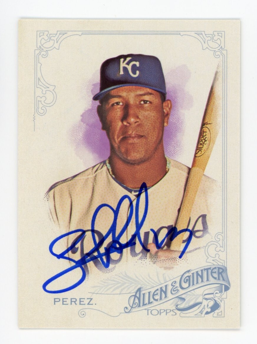 SIGNED BASEBALL CARD AUTO KC ROYALS SALVADOR PEREZ ALLEN GINTER A&G #103 2015