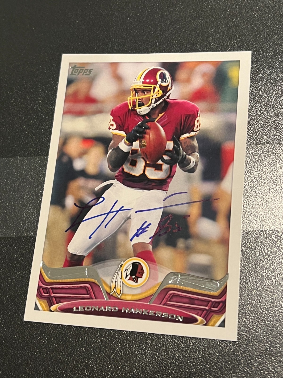SIGNED FOOTBALL CARD 2013 TOPPS LEONARD HANKERSON #3 WASHINGTON REDSKINS