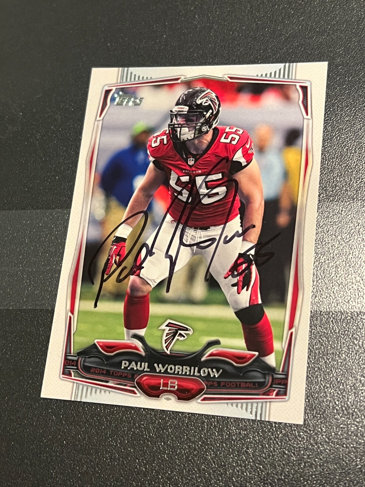 SIGNED FOOTBALL CARD 2014 TOPPS ATLANTA FALCONS PAUL WORRILOW #269