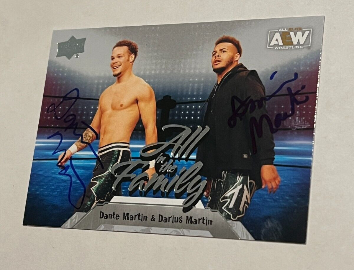 DUAL SIGNED WRESTLING CARD AUTO 2023 UPPER DECK UD AEW DANTE & DARIUS MARTIN #96