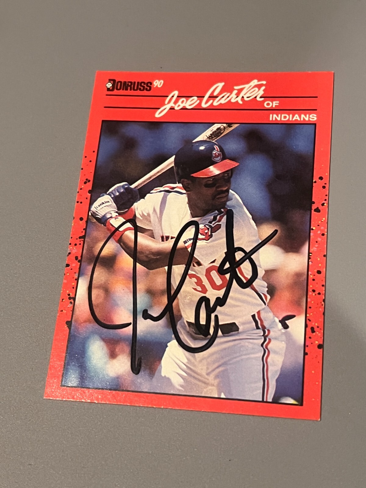 SIGNED BASEBALL CARD AUTO JOE CARTER CLEVELAND INDIANS 1990 DONRUSS #114