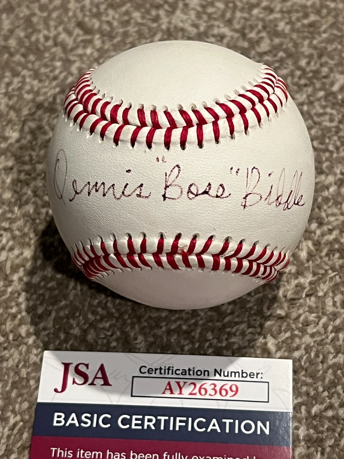 DENNIS BIDDLE SIGNED BASEBALL AUTO NEGRO LEAGUE CHICAGO AMERICAN GIANTS JSA COA