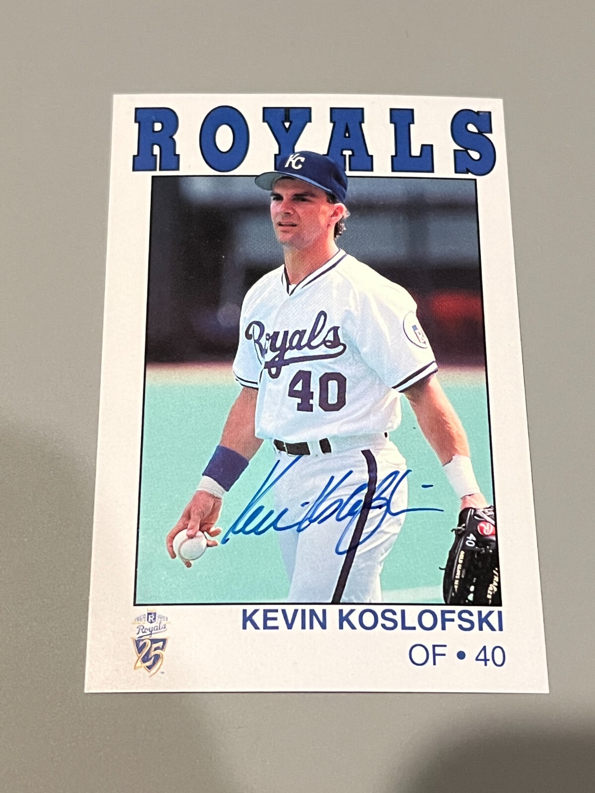 SIGNED BASEBALL CARD AUTO KANSAS CITY ROYALS SGA POLICE POSTCARD KEVIN KOSLOFSKI
