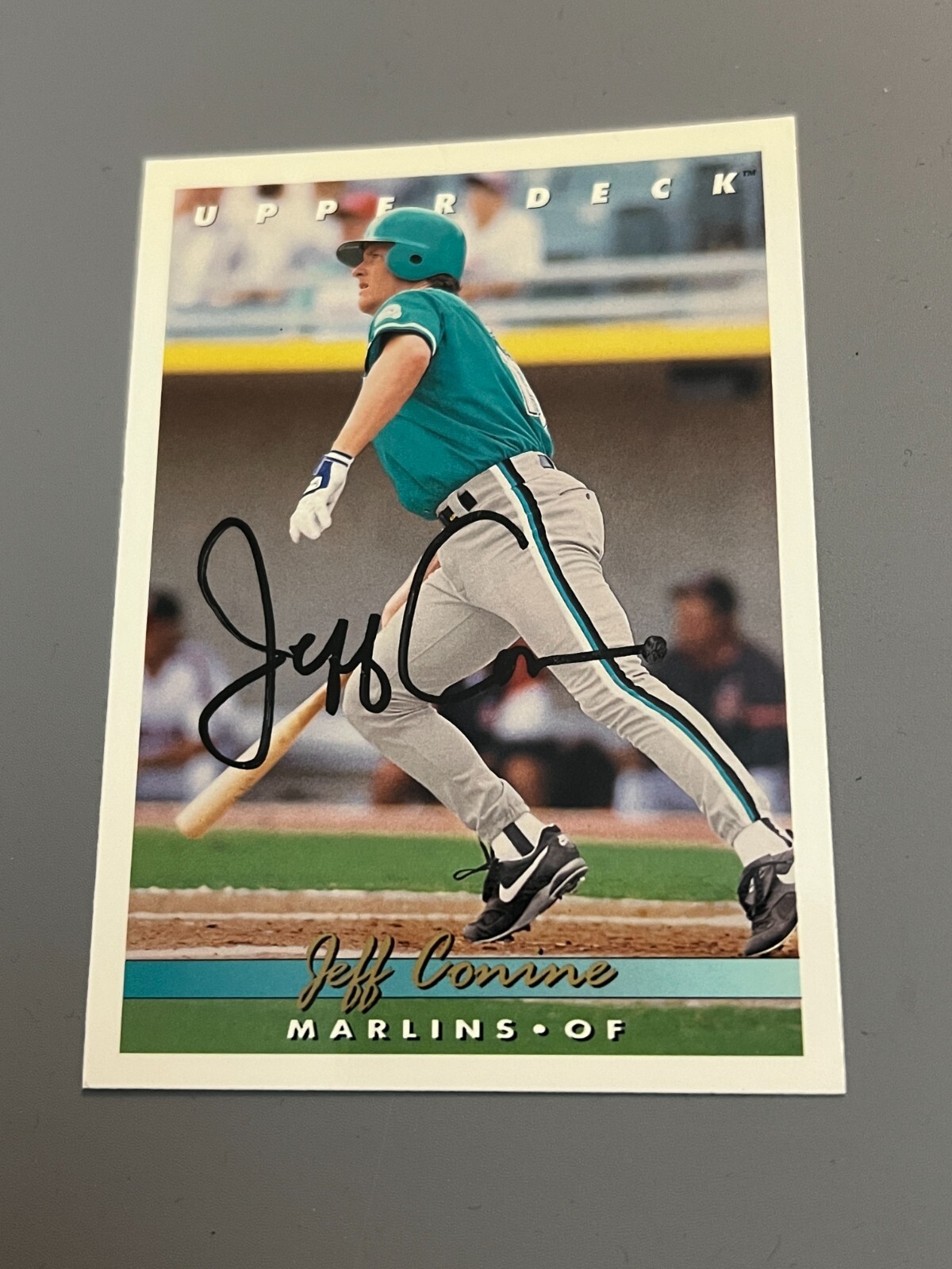 SIGNED BASEBALL CARD AUTO MIAMI MARLINS JEFF CONINE 1993 UPPER DECK UD #754