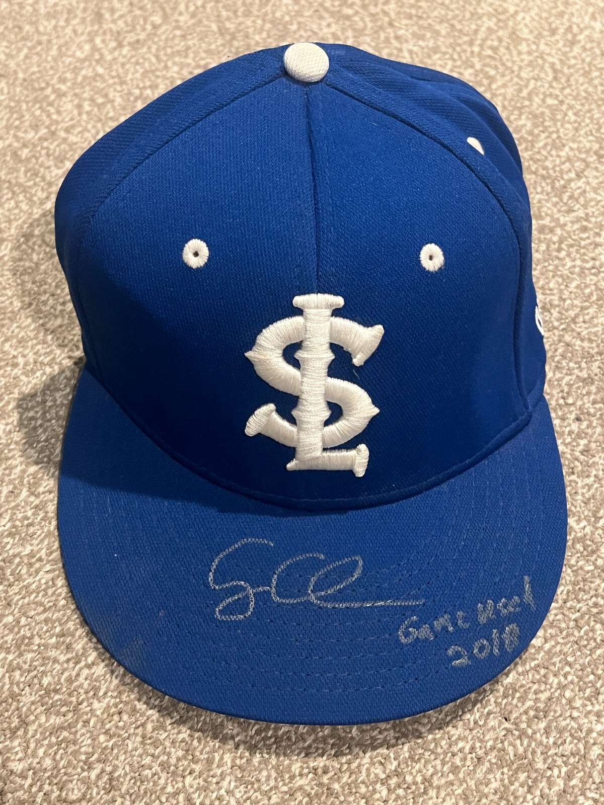 SIGNED GAME USED BASEBALL HAT CASEY COLEMAN 2018 AUTO 