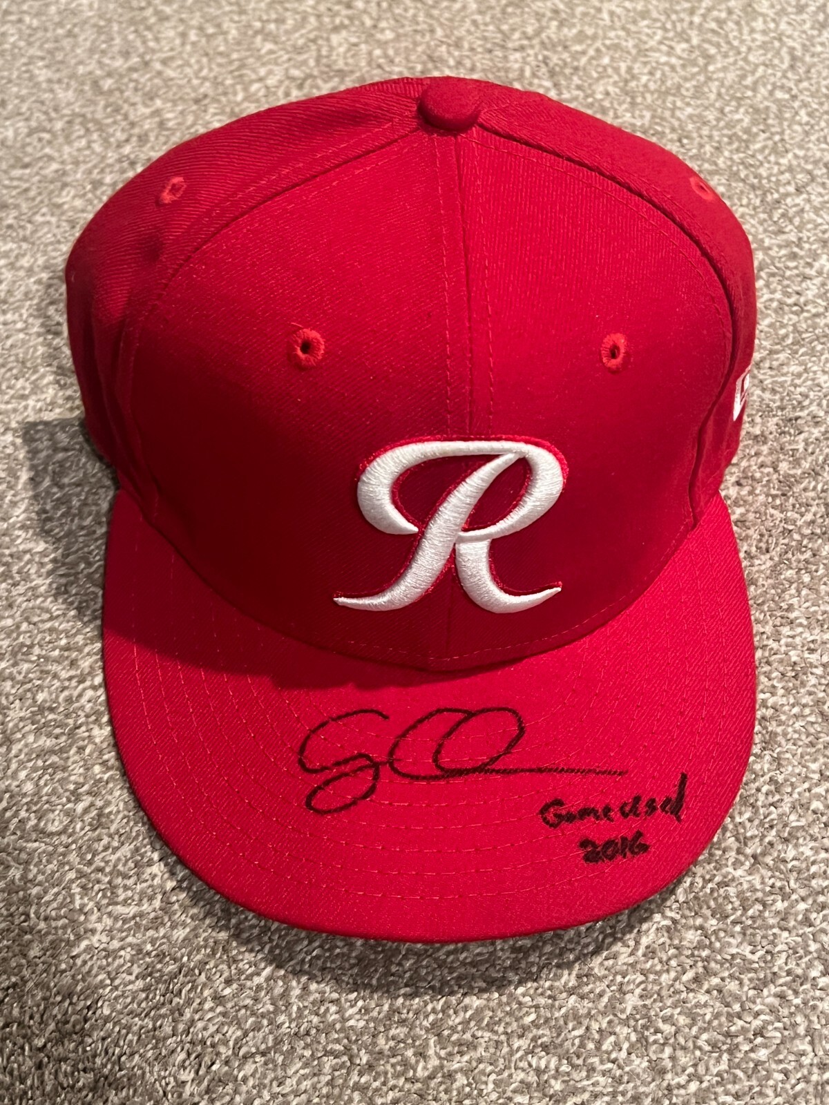 SIGNED GAME USED BASEBALL HAT WORN AUTO CASEY COLEMAN TACOMA RAINIERS MILB 7 1/8