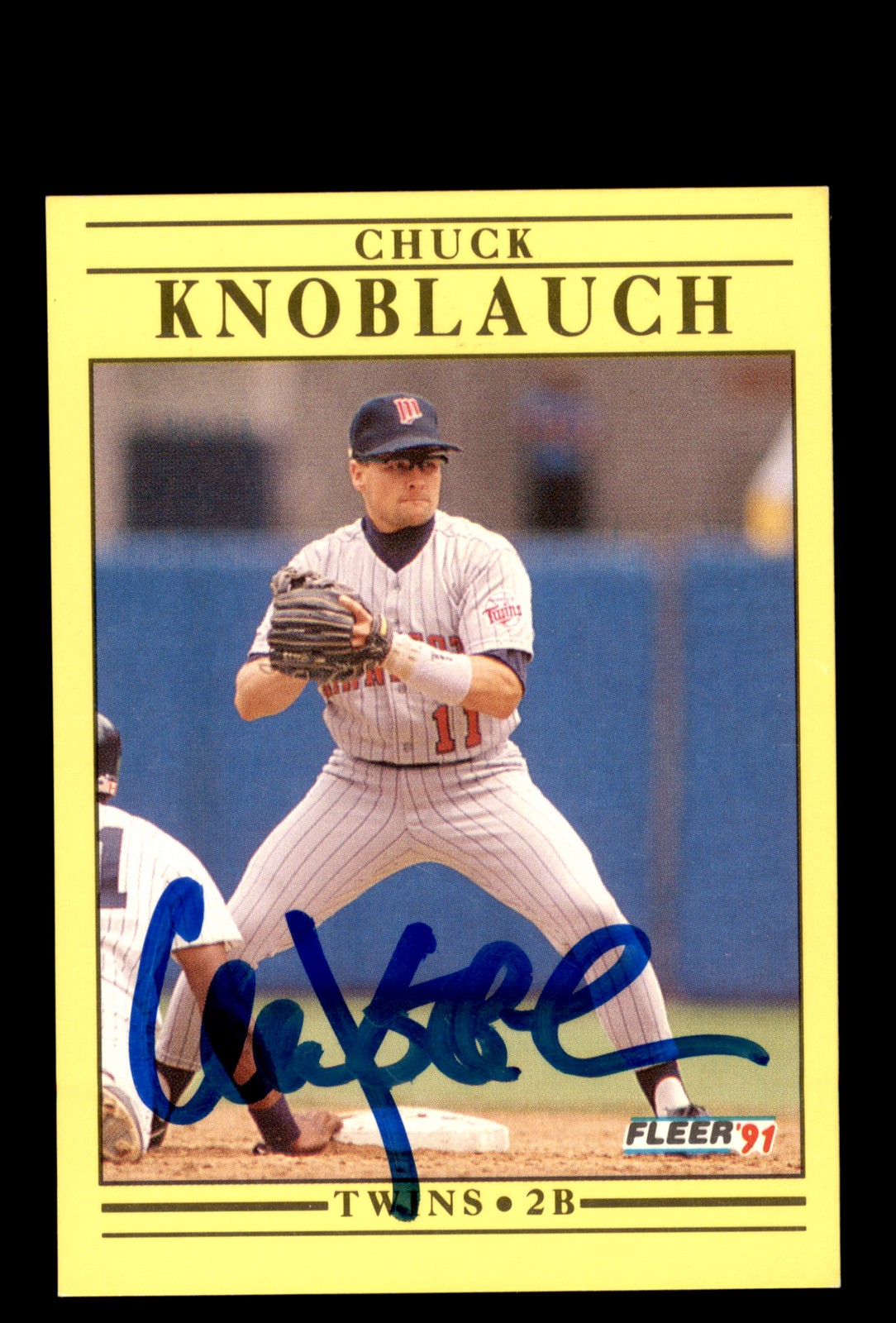 Signed Baseball Card Auto 1991 Fleer Update #U-37 Chuck Knoblauch