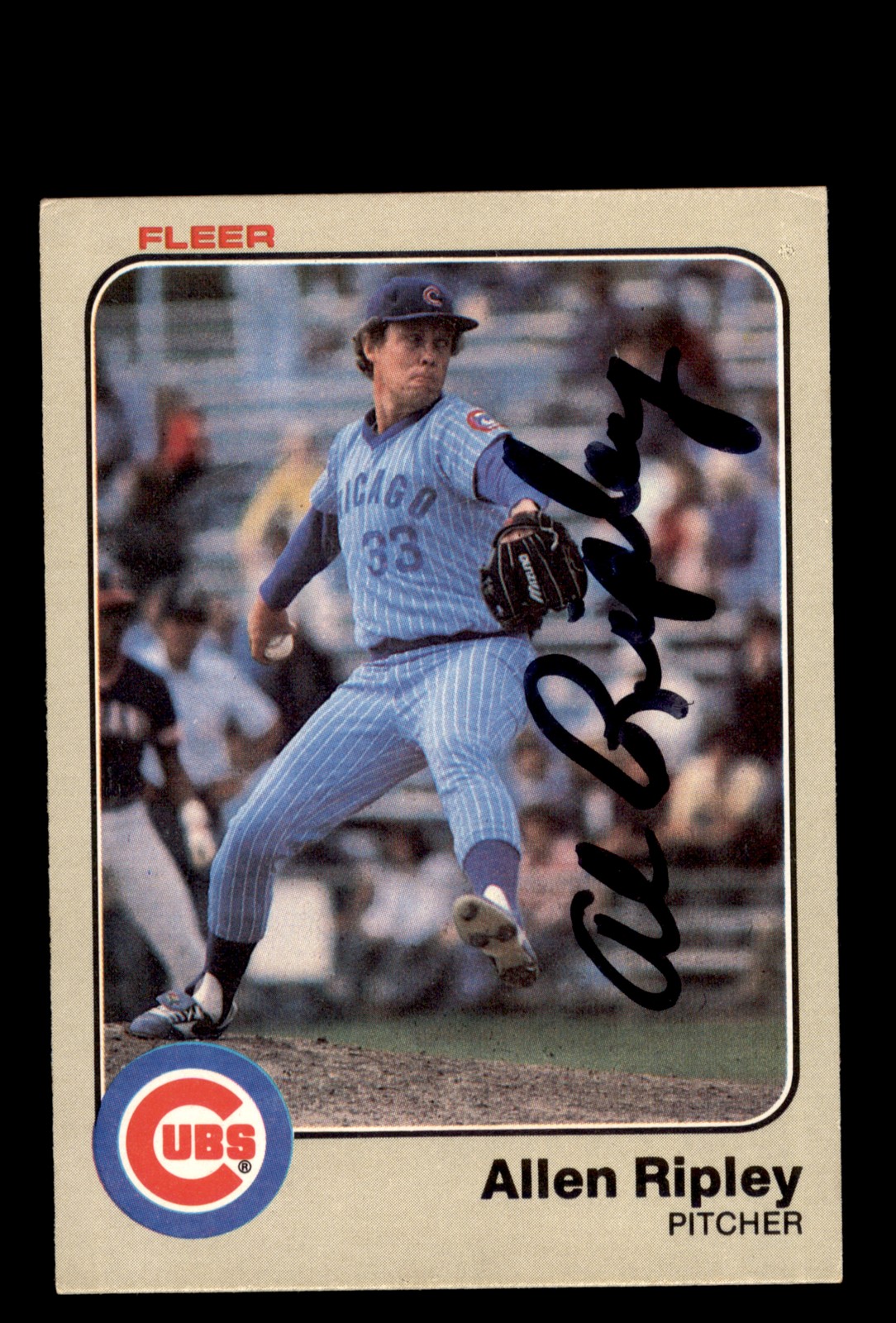 Signed Baseball Card Auto 1983 Fleer #506 Allen Ripley Chicago Cubs