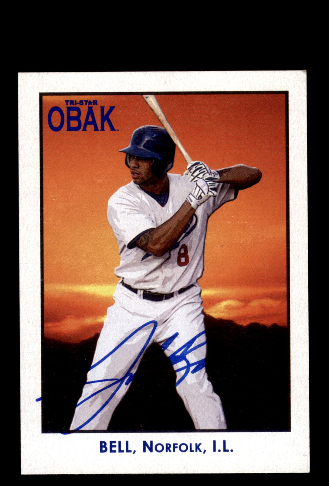 Signed Baseball Card Auto 2010 TriStar Obak #2 Josh Bell Norfolk Tides