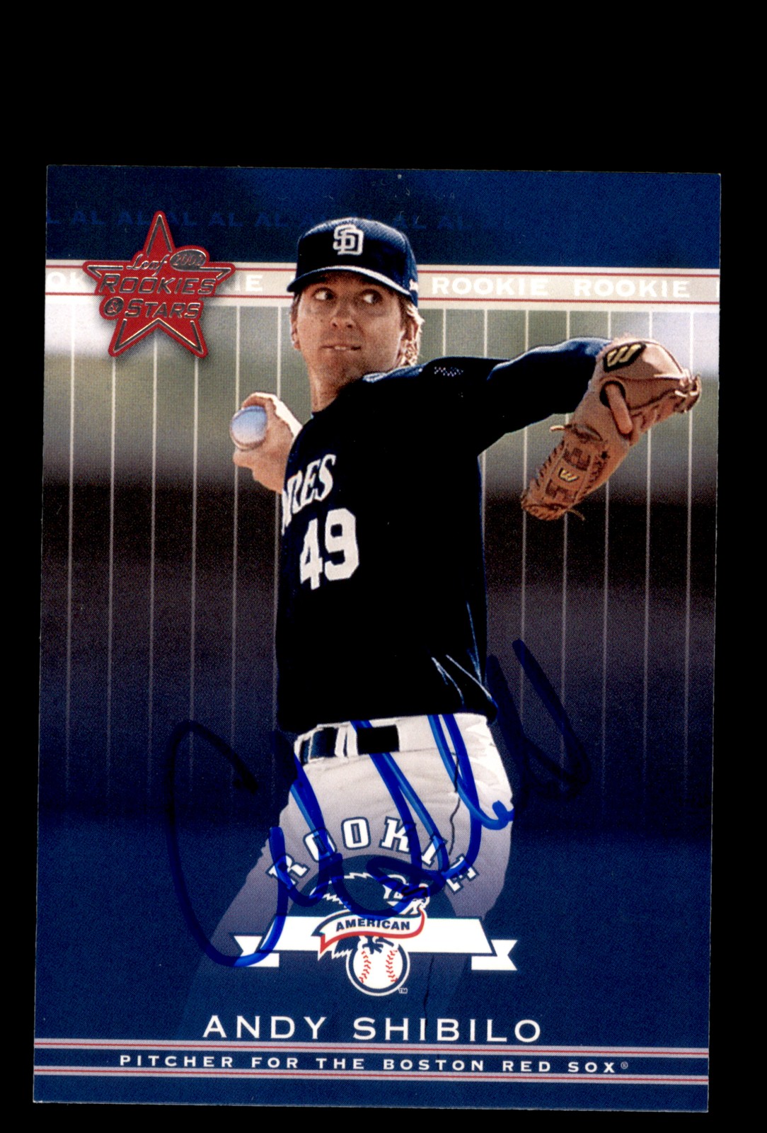 Signed Baseball Card Auto 2002 Leaf Rookies & Stars #322 Andy Shibilo
