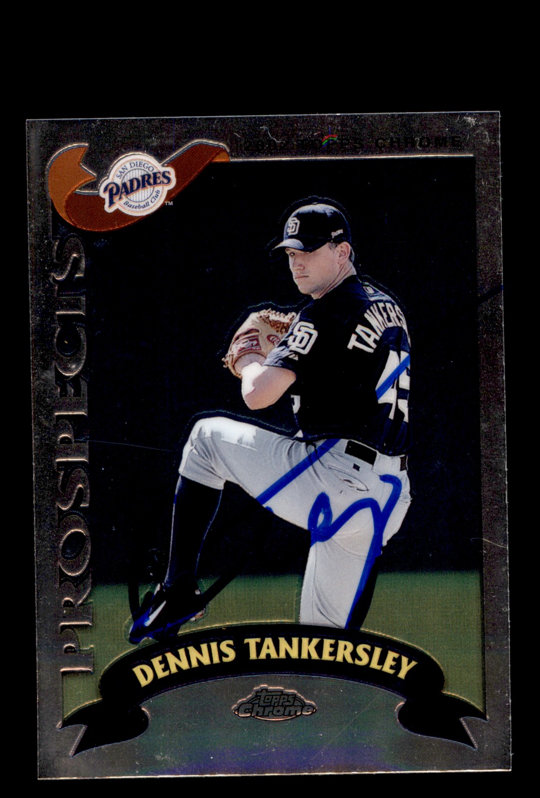 Signed Baseball Card Auto 2002 Topps Chrome #T111 Dennis Tankersley Padres