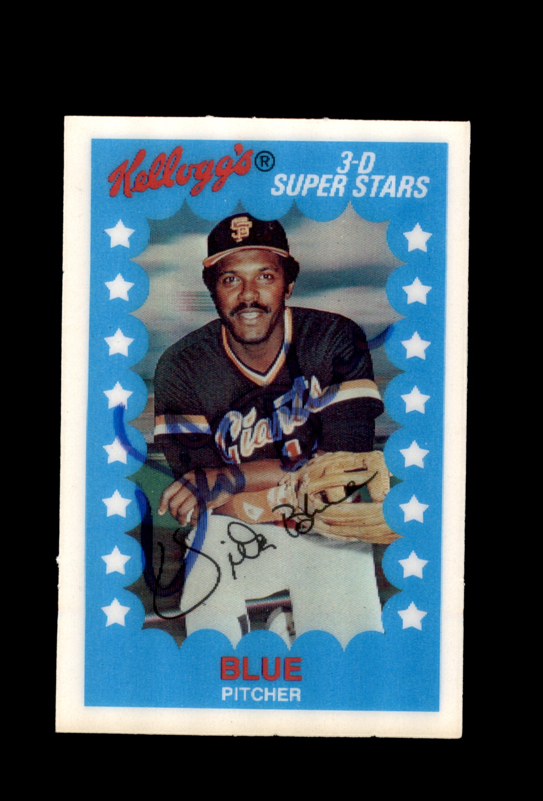 Signed Baseball Card Auto 1982 Kellogg's 3-D  #63 Vida Blue San Francisco Giants