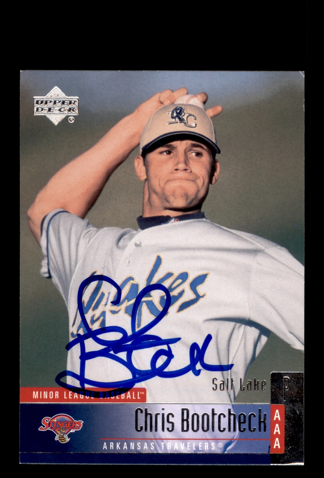Signed Baseball Card Auto 2002 Upper Deck Minor League #2 Chris Bootcheck