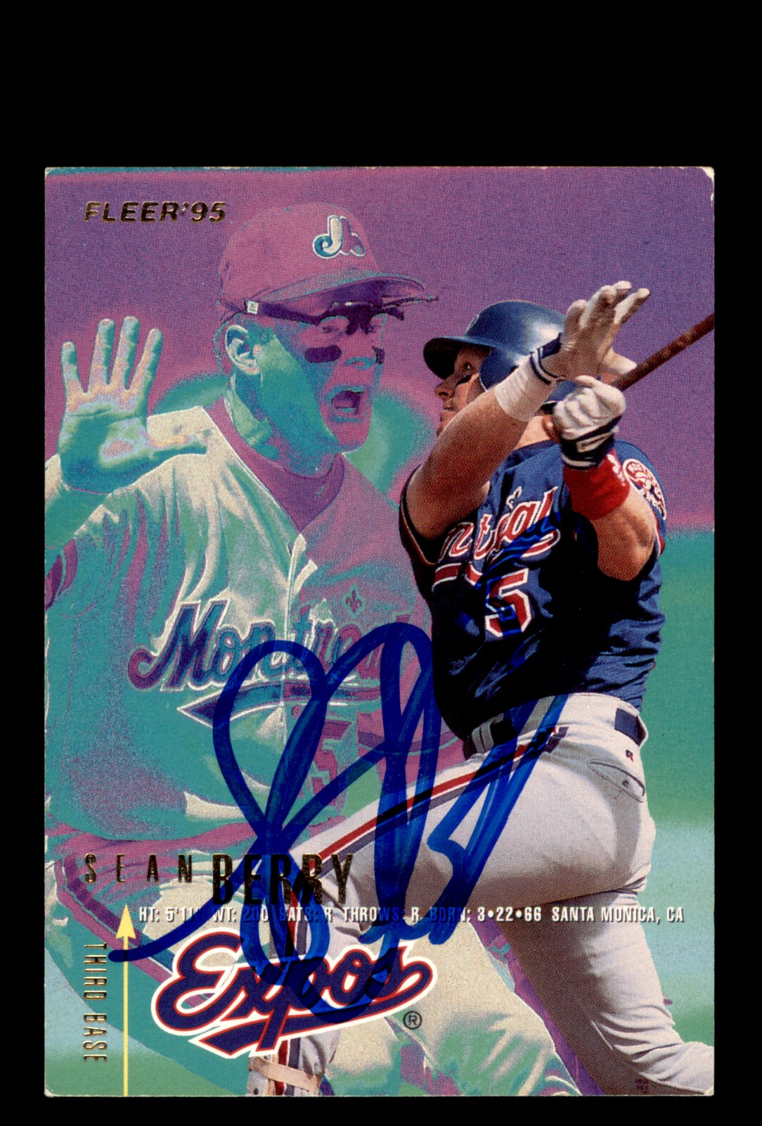 Signed Baseball Card Auto 1995 Fleer #345 Sean Berry Montreal Expos