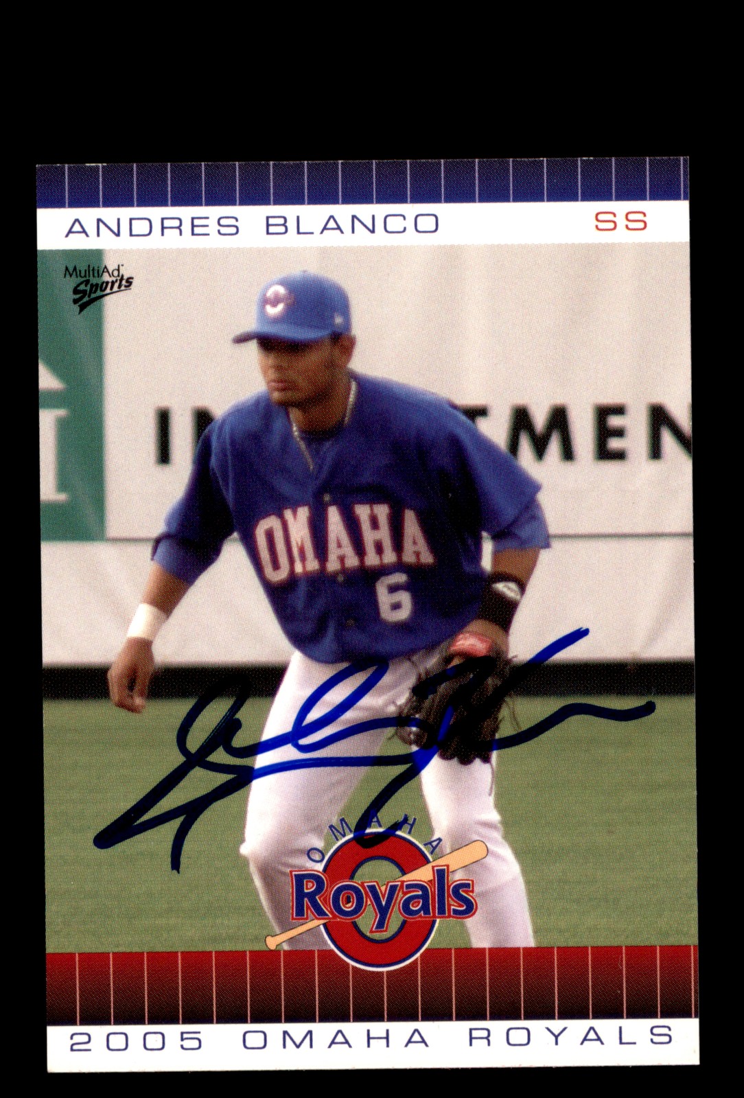Signed Baseball Card Auto 2005 MultiAd Omaha Royals #2 Andres Blanco