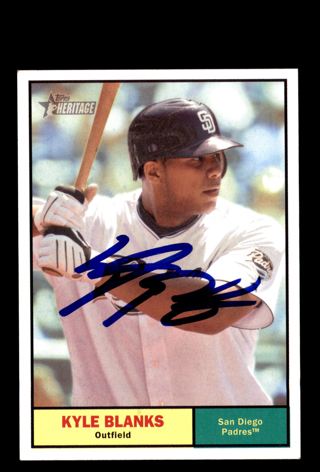 Signed Baseball Card Auto 2010 Topps Heritage #331 Kyle Blanks San Diego Padres