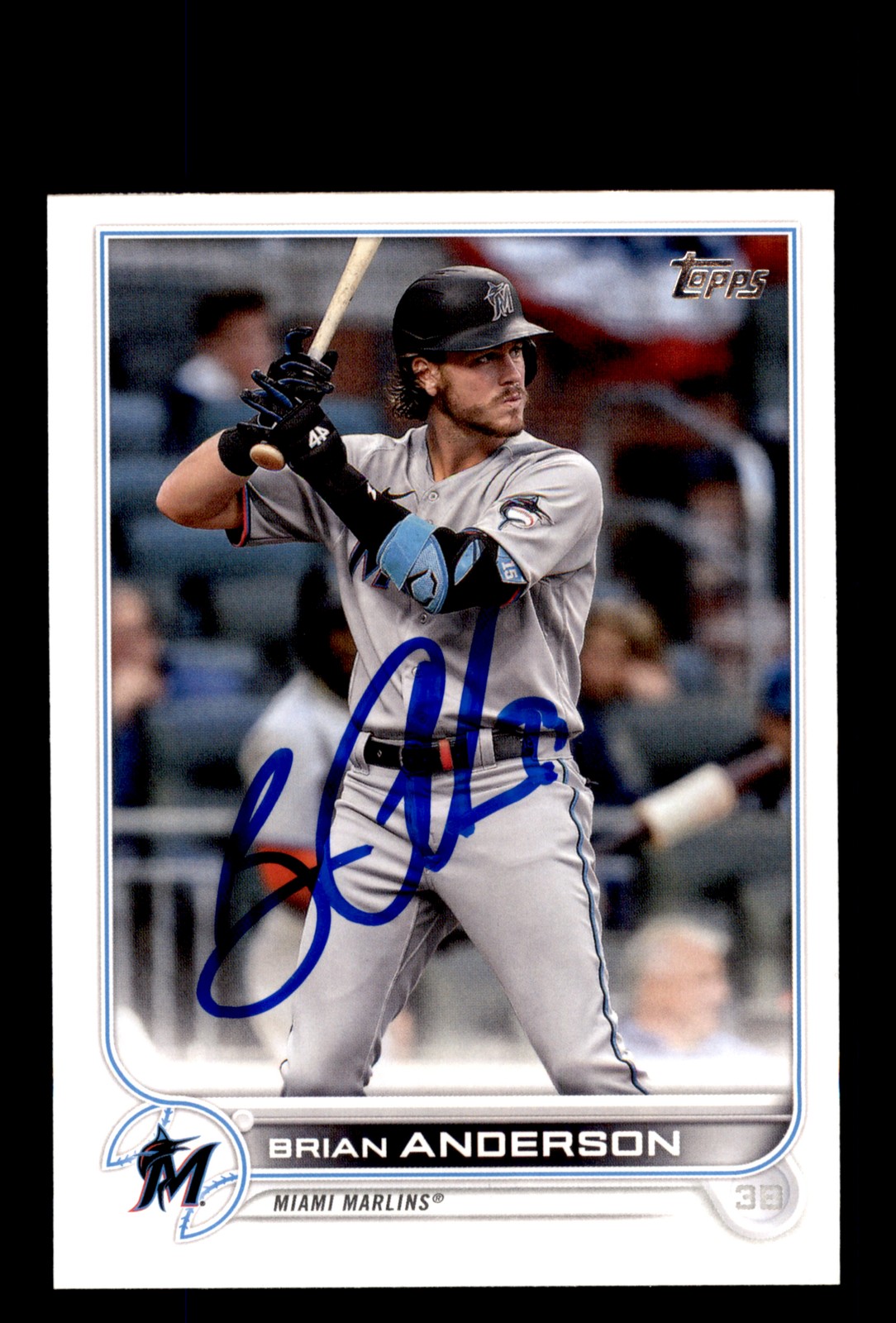 Signed Baseball Card Auto 2022 Topps #19 Brian Anderson Miami Marlins
