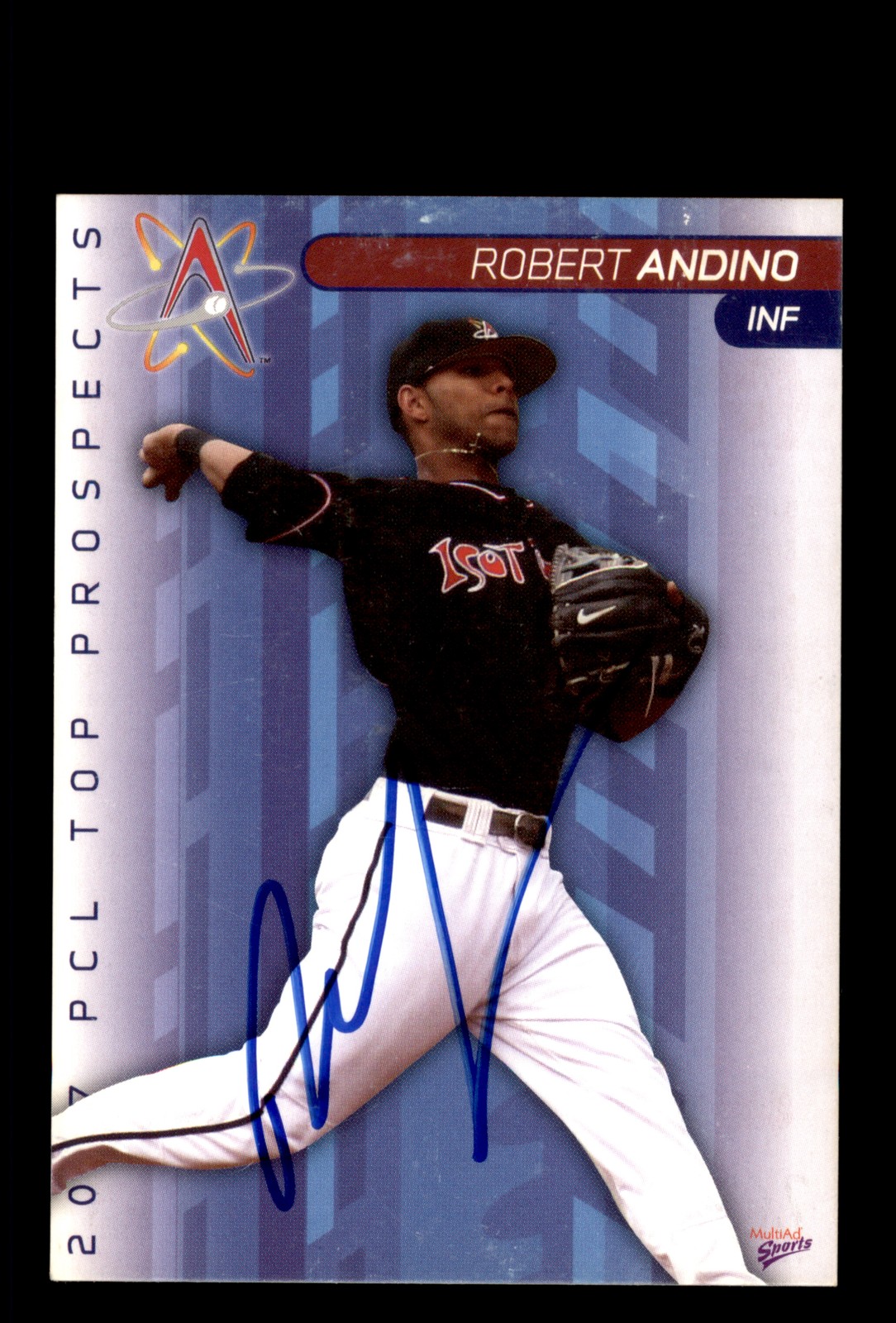 Signed Baseball Card Auto 2007 Pacific Coast League #3 Robert Andino Isotopes
