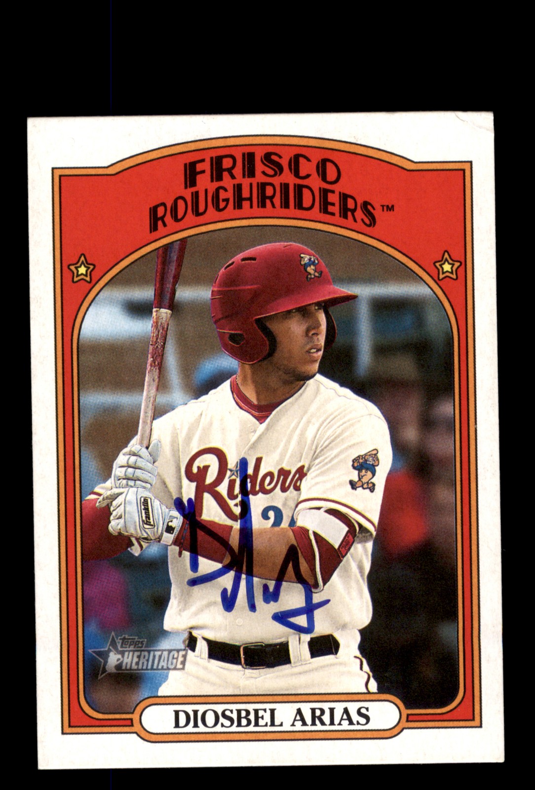 Signed Baseball Card Auto 2021 Topps Heritage Minor League #53 Diosbel Arias